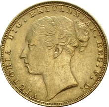 1871 Gold Sovereign - Victoria Young Head - London