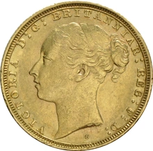 1876 Gold Sovereign Coin Queen Victoria Young Head Sydney