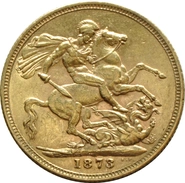 1873 Gold Sovereign Coin Queen Victoria Young Head Sydney