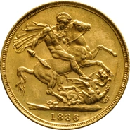 1886 Gold Sovereign Coin Queen Victoria Young Head Sydney