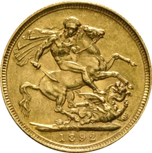 1892 Gold Sovereign Coin Queen Victoria Jubilee Head Sydney