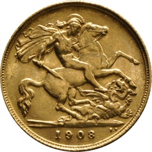 1908 Gold Half Sovereign - King Edward VII - London
