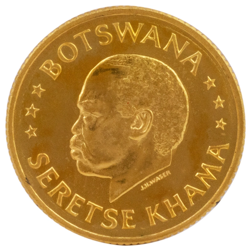 1966 Botswana 10 Thebe Gold Coin