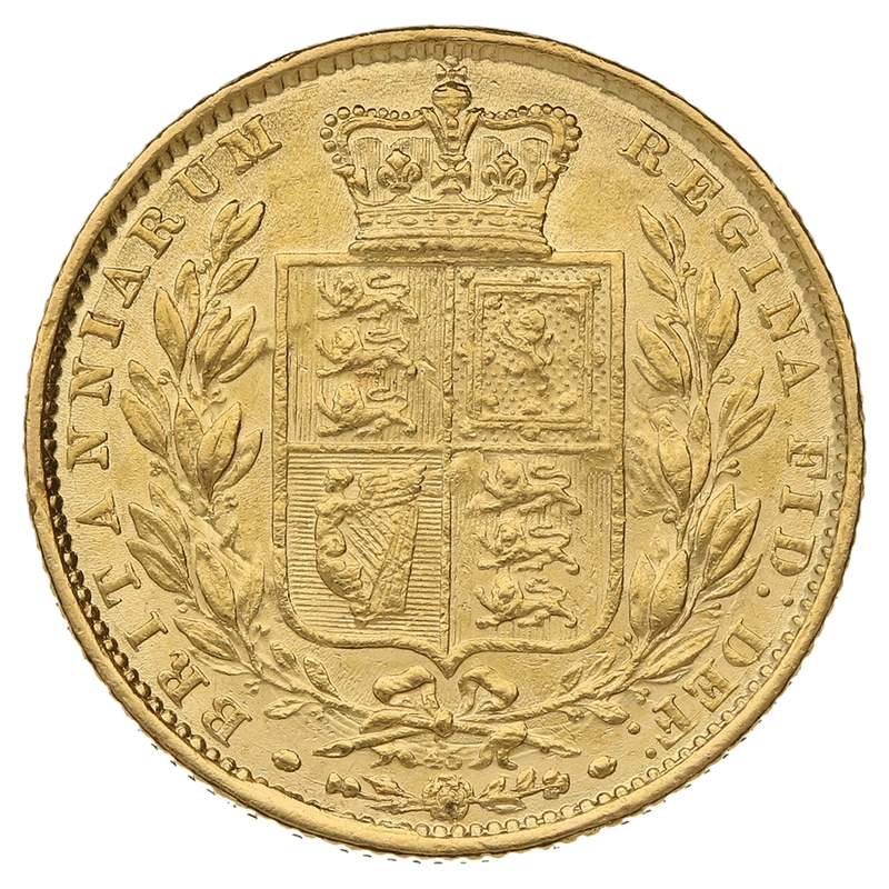 1864 Gold Sovereign Coin Queen Victoria Young Head Shield Back