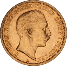 German 10 Mark Gold Coin Wilhelm II 1890-1912