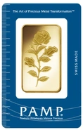 50g Gold Bar PAMP Rosa Minted