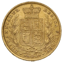 1862 Gold Sovereign Coin Queen Victoria Young Head Shield Back