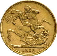 1878 Gold Sovereign Coin Queen Victoria Young Head Melbourne