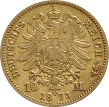 German 10 Mark Gold Coin Wilhelm I 1872-1880