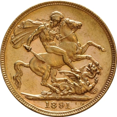 1891 Gold Sovereign Coin Queen Victoria Jubilee Head Melbourne