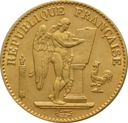 20 French Francs Gold Coin Guardian Angel Genius