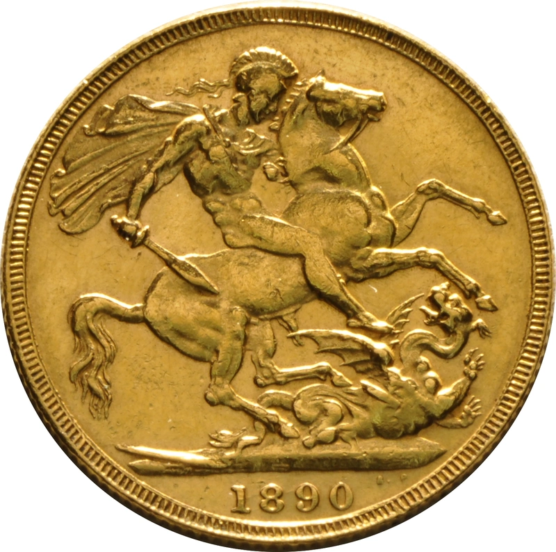 1890 Gold Sovereign Coin Queen Victoria Jubilee Head