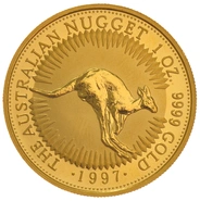 1997 Australian Kangaroo Gold Nugget Coin 1oz