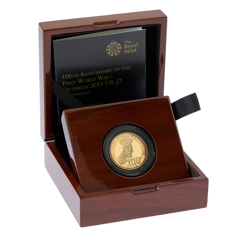 2014 £2 Two Pound Proof Gold Coin 100th Anniversary WWI Outbreak Boxed