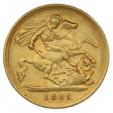 1895 Gold Half Sovereign Queen Victoria Old Head