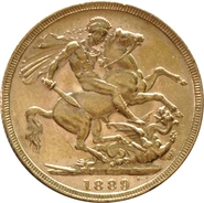 1889 Gold Sovereign Coin Queen Victoria Jubilee Head