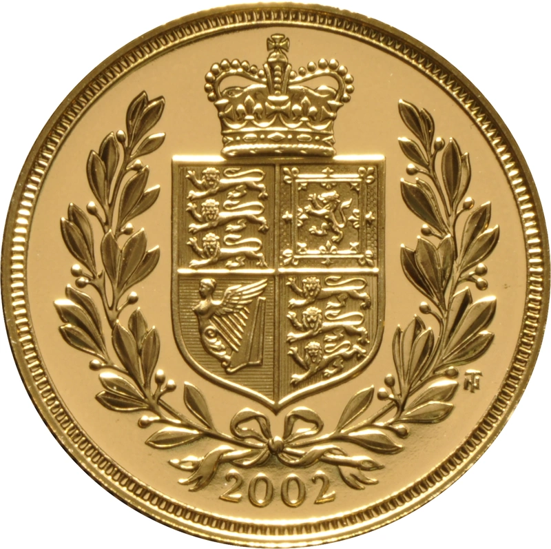 2002 Proof Gold Sovereign Coin Elizabeth II Fourth Head