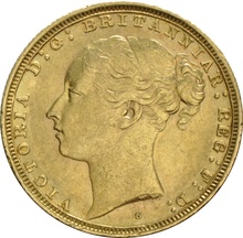 1880 Gold Sovereign - Victoria Young Head - S