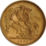 1887 Gold Sovereign Coin Queen Victoria Jubilee Head Sydney