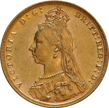 1891 Gold Sovereign Coin Queen Victoria Jubilee Head Melbourne