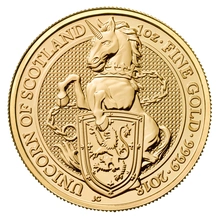 2018 1oz Unicorn of Scotland Gold Coin Queen's Beasts