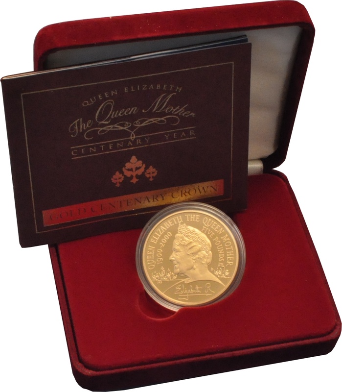 2000 - Gold Five Pound Proof Coin, Queen Mother Boxed