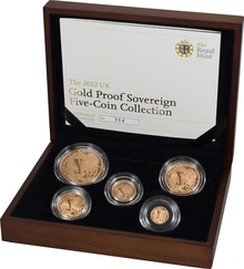 2012 Proof Gold Sovereign 5 Coin Set Boxed