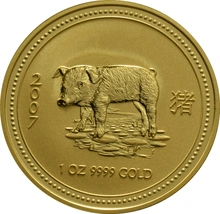 2007 Year of the Pig Gold Coin 1oz Perth Mint Australian Lunar Series