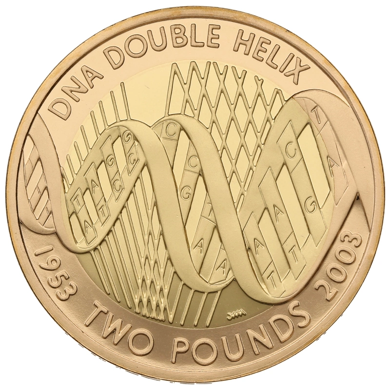2003 Proof £2 Coin Gold Double Sovereign DNA Double Helix