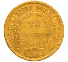 1808 20 French Francs - Napoleon (I) Laureate Head - A