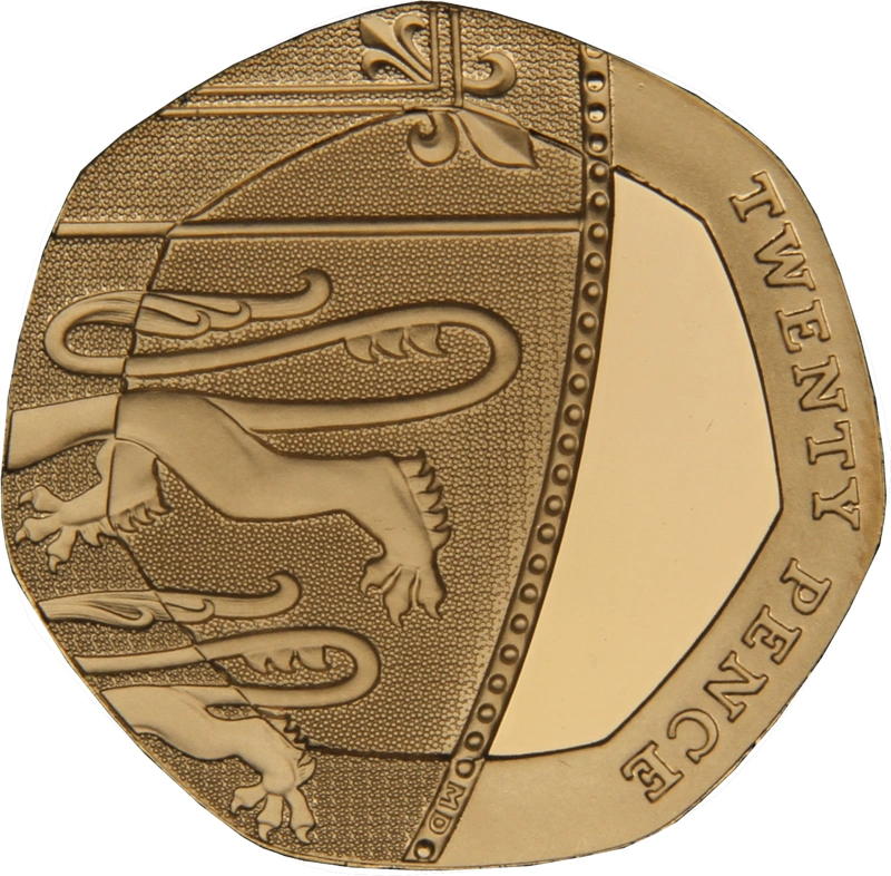 2008 Proof Gold 20p Coin Royal Shield