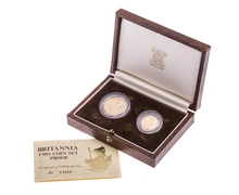 1987 Proof Gold Britannia 2 Coin Set Boxed