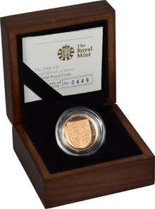 2008 Proof Gold 1 Pound Coin UK Royal Arms Shield Boxed