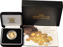 2000 Proof Gold Sovereign Boxed