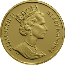 1994 Piedfort 1/4 (1/2oz) Isle of Man Angel Gold Coin
