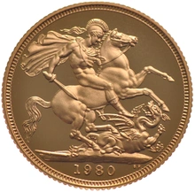 1980 Proof Gold Sovereign Coin Elizabeth II Decimal Head