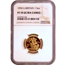 1994 Proof Gold Sovereign NGC PF70