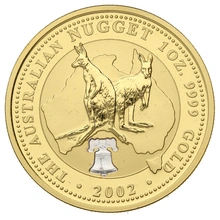 2002 Australian Kangaroo Gold Nugget Coin 1oz Liberty Bell