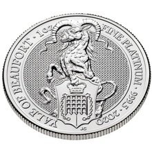 2020 1oz Yale Of Beaufort Platinum Coin Queen's Beasts