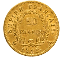 1812 French 20 Francs Gold Coin Napoleon I Laureate Head A