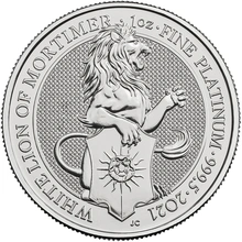 2021 1oz White Lion of Mortimer Platinum Coin Queen's Beasts