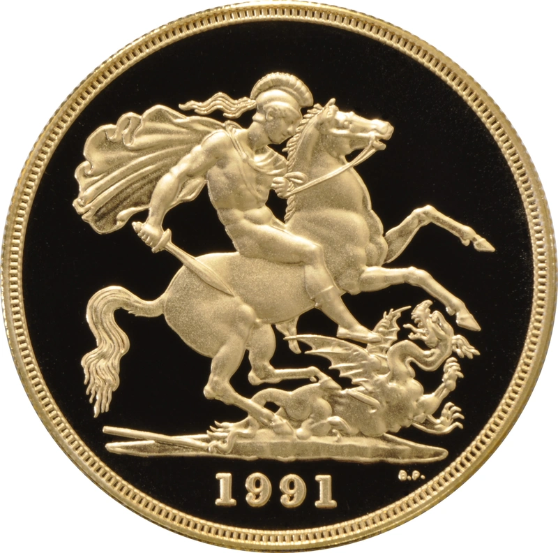 1991 Proof Five Pound Gold Coin (Quintuple Sovereign)