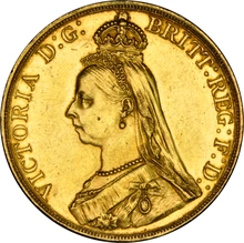 1887 Gold £5 Coin Queen Victoria Jubilee NGC AU55