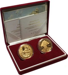 2005 Twin Gold £5 Proof Crown set Nelson and Trafalgar 200th Anniversary Boxed