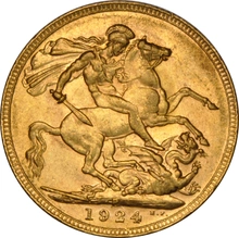 1924 Gold Sovereign Coin George V Perth NGC AU58