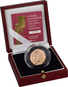 2003 Proof 50p Gold Coin Womens Social and Political Union Boxed