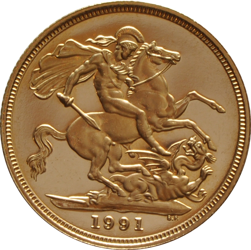 1991 Proof Gold Sovereign Coin Elizabeth II Third Head