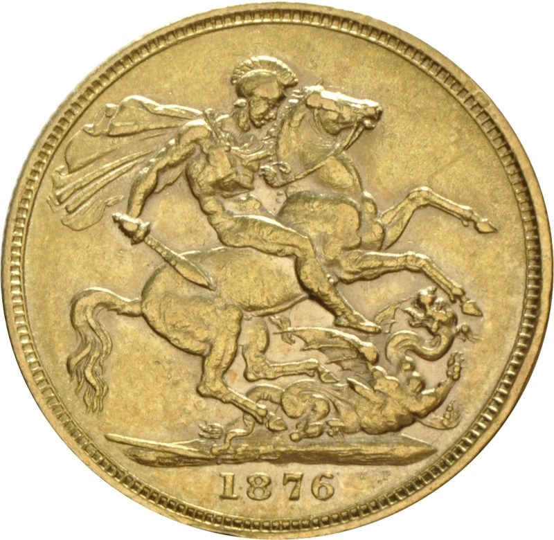 1876 Gold Sovereign Coin Queen Victoria Young Head Sydney