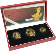 2004 Proof Britannia Gold 3-Coin Set Boxed