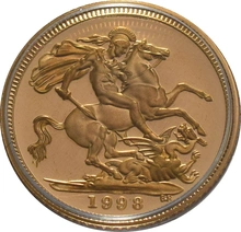 1998 Proof Gold Half Sovereign Elizabeth II Fourth Head